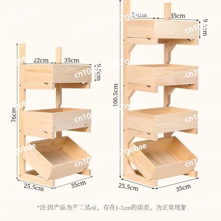 

Solid wood floor trolley rack Multi-layer storage rack