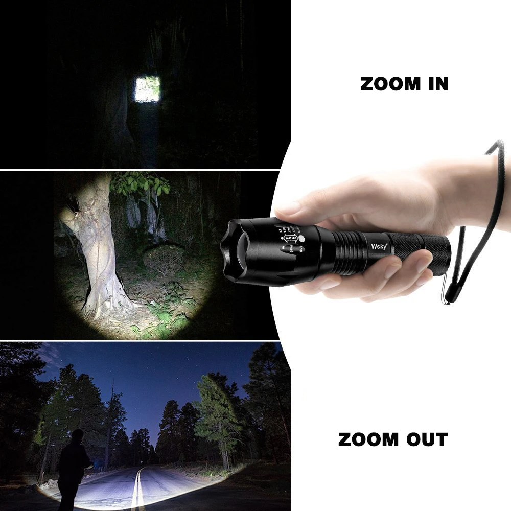 1/2/3-Pack Ultra Bright LED Flashlight T6/L2 waterproof torch Zoomable flashlight 5 switch modes waterproof torch light