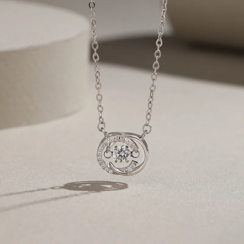 

S925 Silver Necklaces Fine Jewelry Sterling Silver Sparking Beating Heart Diamond Pendants Necklace For Women Girl Gifts