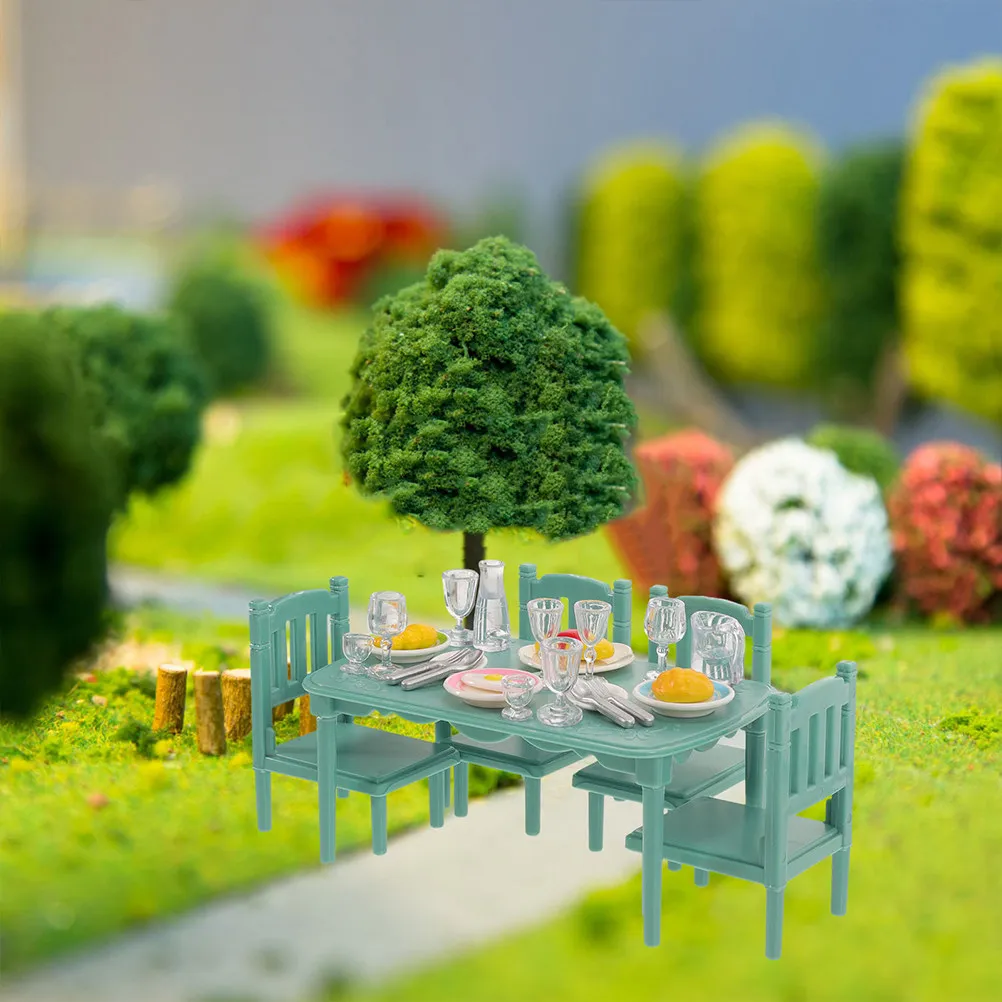 

1Set Miniature Furniture for Dollhouse Kitchen Play Set with Realistic Details Mini Chairs Table Accessories Tiny Tables