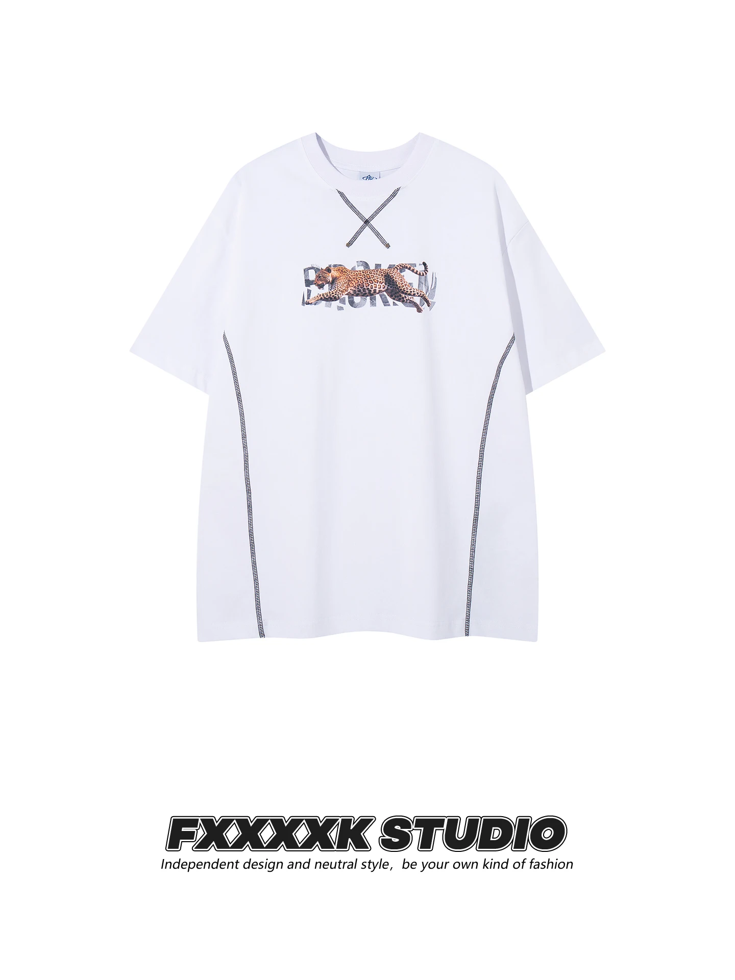 

Мужская повседневная футболка FXK Original American Trendy Brand Design Sensation из чистого хлопка, плотная, с круглым вырезом и принтом