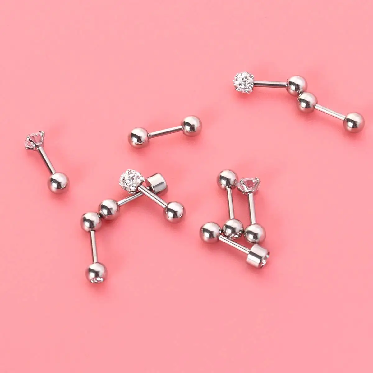 5 أزواج من الفولاذ المقاوم للصدأ الحديد الأذن ترصيع مجموعة 5 أنماط كرة مستديرة مربع الغضروف اللولب الزنمة ثقب الأقراط