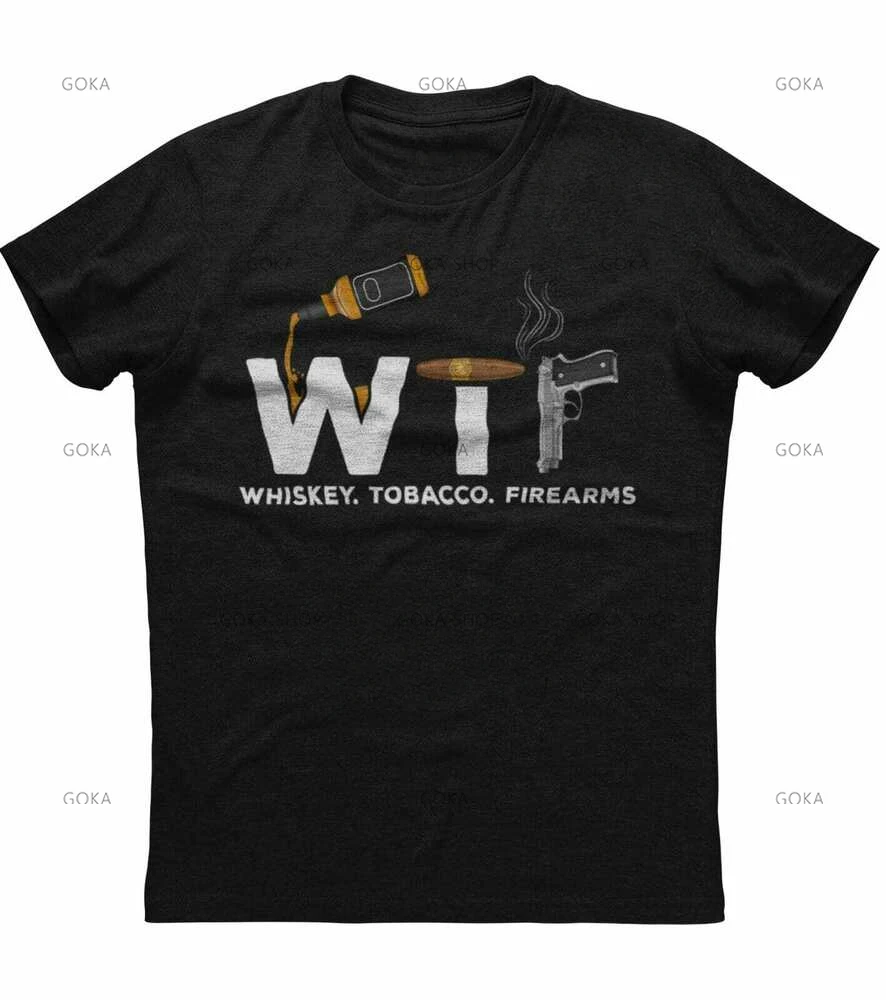 Whiskey Tobacco Firearms  Graphic T Shirts Mens Clothing  Tees Cotton Women Printed T-shirt Y2K Clothes Cute Funny Tshirt