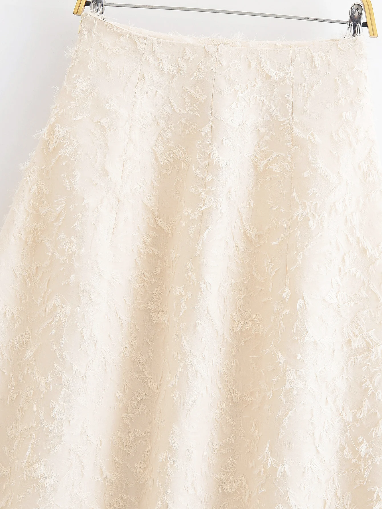 Femmes printemps automne gland garniture fourrure a-ligne jupe Midi jupe femme décontracté polyvalent demi-jupe dame taille haute a-ligne jupe