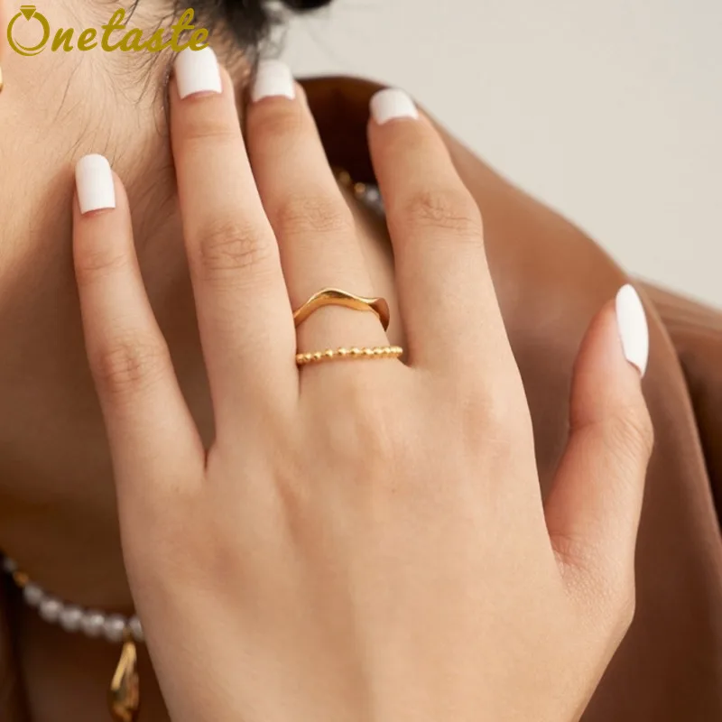 

Настоящие кольца из серебра 925 пробы с волнистым дизайном и бусинами, открытые кольца для женщин, уникальные, модные, изящные, блестящие, эффектные кольца, подарок на вечеринку.