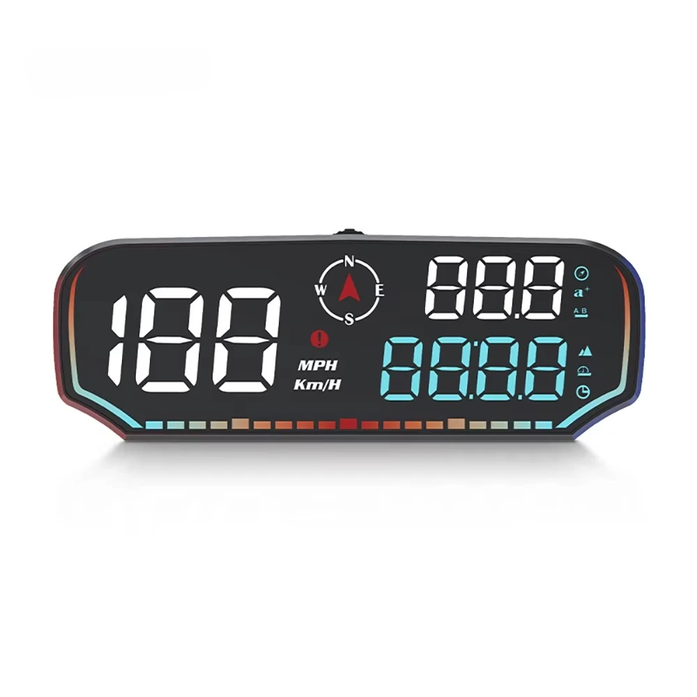WiiYii G14 HUD GPS Auto Speedometer Head-Up Display 3-stage Overspeed Alarm Auto Meter 5-inch LED USB for all 12V 24V Vehicles