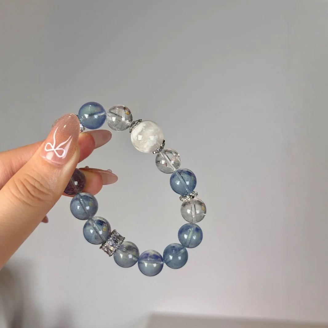 

Natural Aquamarine Crystal Bracelet Women's Crystal Bracelet Niche Original Design
