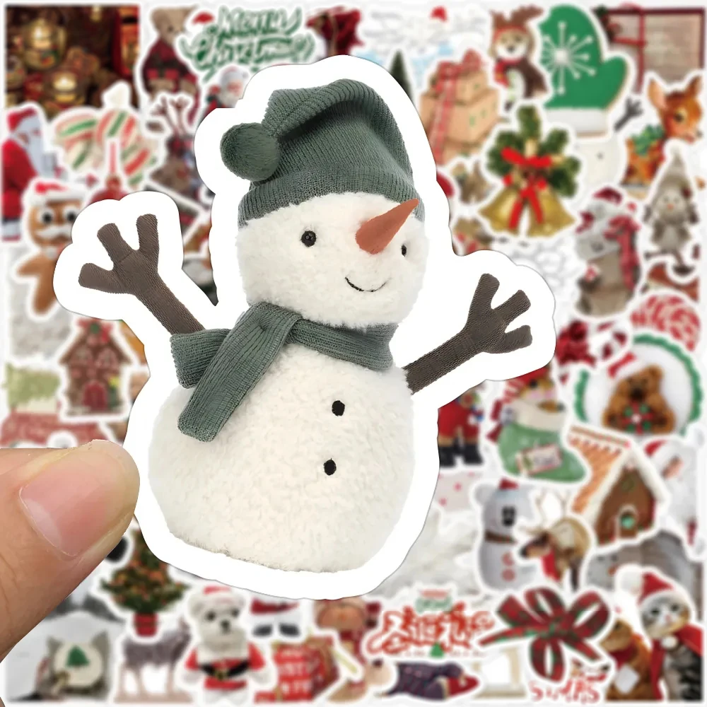 새해 크리스마스 만화 스티커, 사슴 산타 클로스 눈사람 데칼, 방수 귀여운 미적 장식 스티... - 2