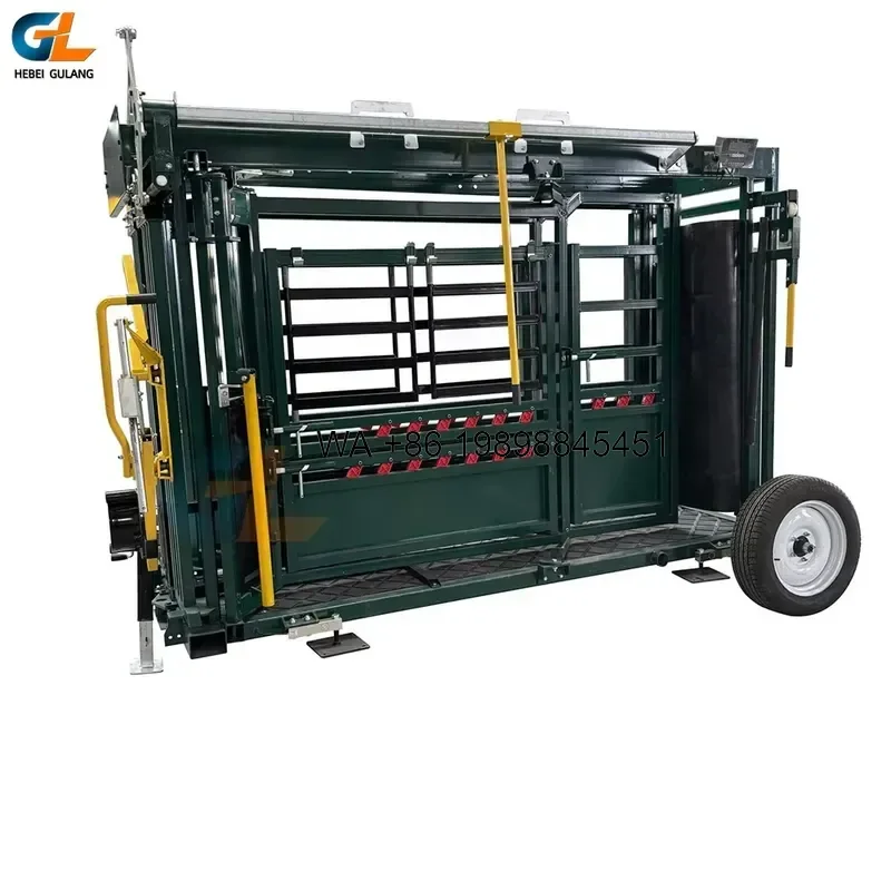Wmwmnu Heavy Duty Mobile Cattle Squeeze Frame With Weighing System for Livestock Handling and Veterinary Care
