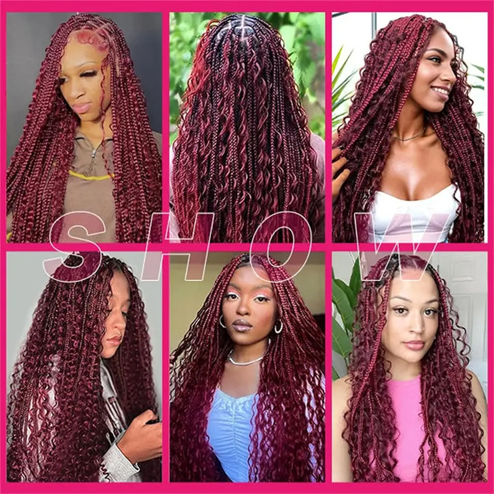 26 28 pollici 1 2 3 pacchi fasci di capelli umani brasiliani al 100% intrecciatura bordeaux onda profonda ricci senza trama capelli sfusi per trecce Boho