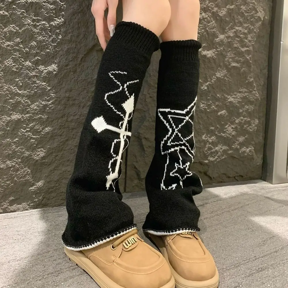 Personality Sweet Leg Warmers Cover Lolita Knitted Y2k Long Tube Socks Ruffles Asymmetric Calf Sleeves Winter