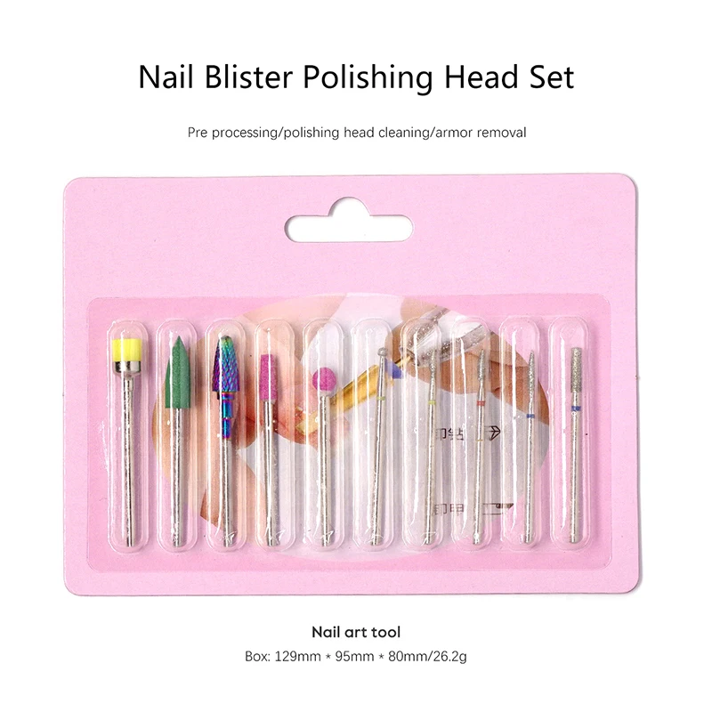 Nail Polishing Head Blister Set Electric Grinding Head Exfoliating Clean For Gel Nail Polish Manicure Milling Cutter Files Tools