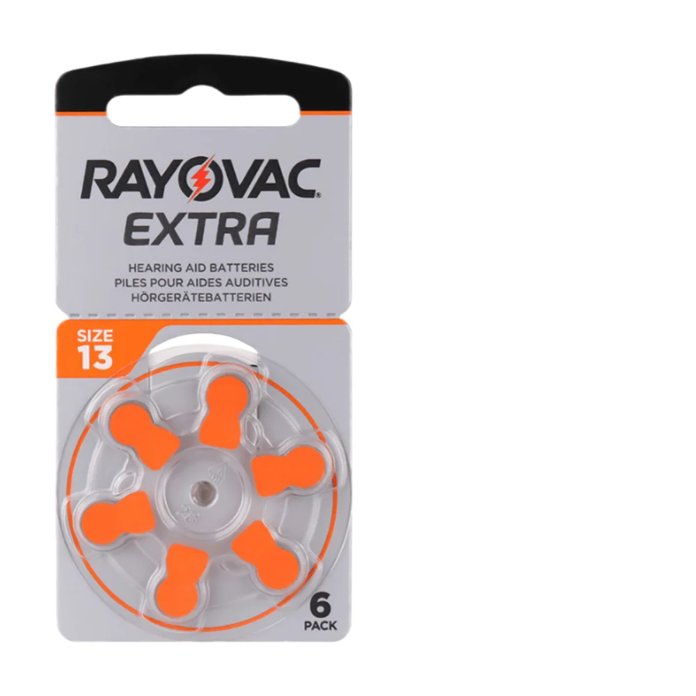 Hearing Aid A13 Battery 6-60PCS RAYOVAC EXTRA Zinc Air Batteries 1.45V.13A A13 P13 PR48 Battery For BTE CIC RIC OE Hearing Aids