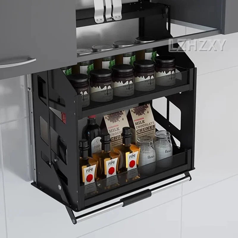 

Kitchen Cabinet Pull-down Lift Basket Storage Spice Racks Wall Cabinet Up&Down Vertical Lift Drawer Baskets 35/40/45/*28*52/CM