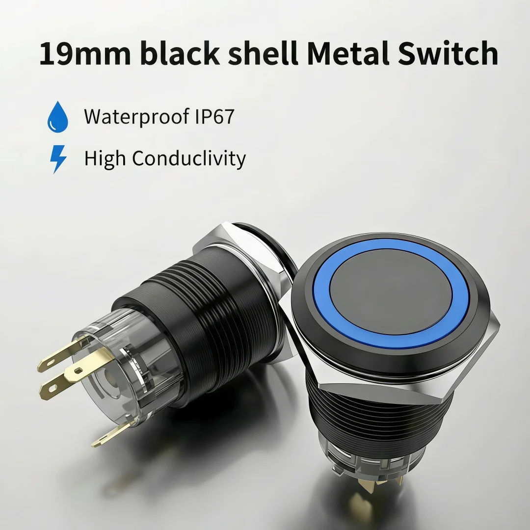 

Металлическая кнопка-переключатель 19 мм, с фиксацией и без фиксации, для автомобильных светодиодных фар (ангельские глазки), 12В/24В, для модификации автомобиля