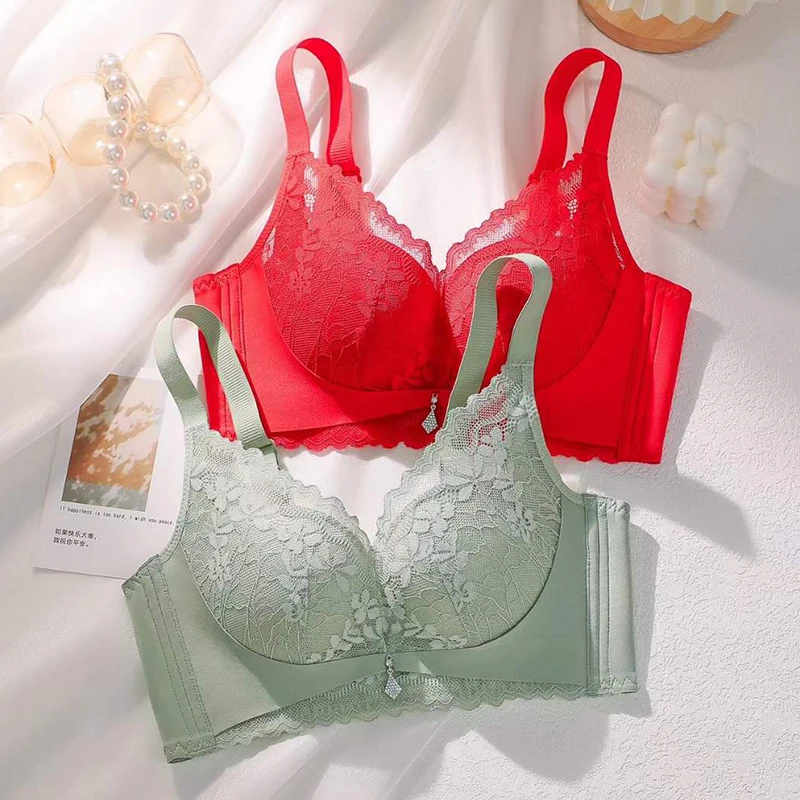 Thin thick cups optional Solid Color Leisure Women Underwear Adjustment Type Gather Together Anti-Sag Bra Soft Comfortable Bra