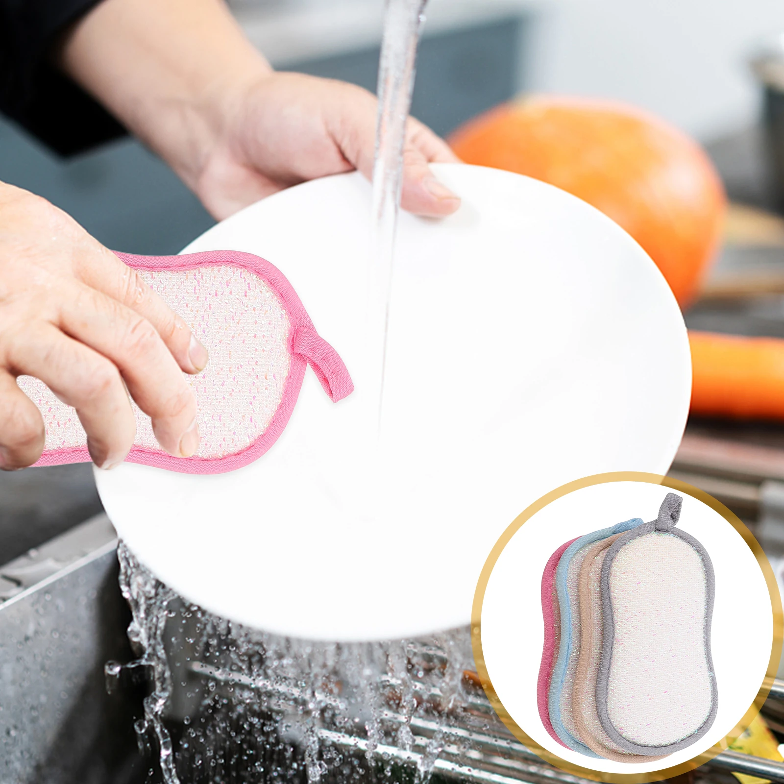 

8pcs Kitchen Sponges Dish Washing Scrubbers Reusable Sponge Bamboo Fiber Washable Cleaning Supplies Multifunctional Sink Sponge