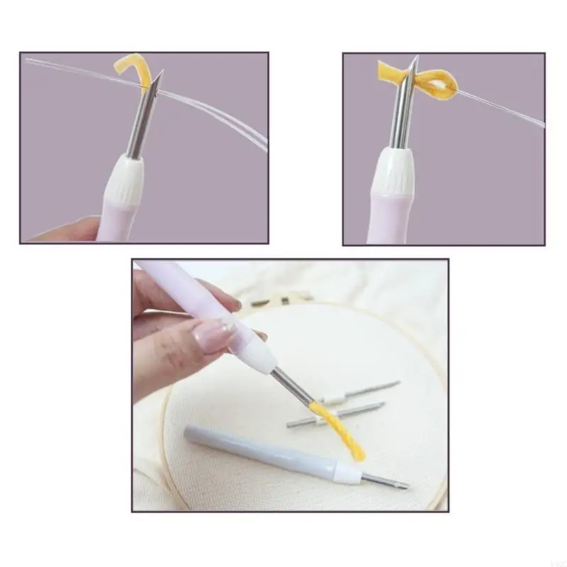 تتضمن مجموعات أدوات التطريز بإبرة الثقب تعليمات، ومستلزمات إبرة الثقب للمبتدئين مع نمط، وحلقة التطريز Y4QC #1