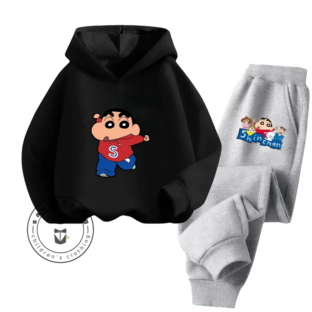 Outdoor Sports Training Set Crayon Shin-chan Hooded Sweatshirt + Pants Kids Set 2-12 Years Old Kids Set Kids Set Boys and Girls