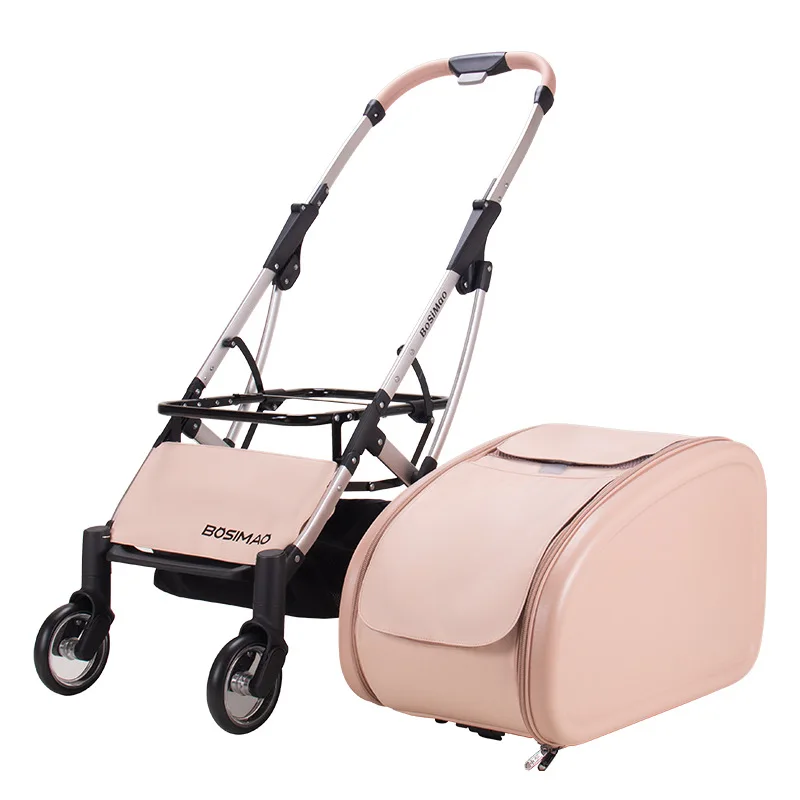 2023 New Transparent Pet Cart Dog and Cat Walking Cart Small Medium Sized Dog Pulled Stroller Lightweight Foldable Detachable