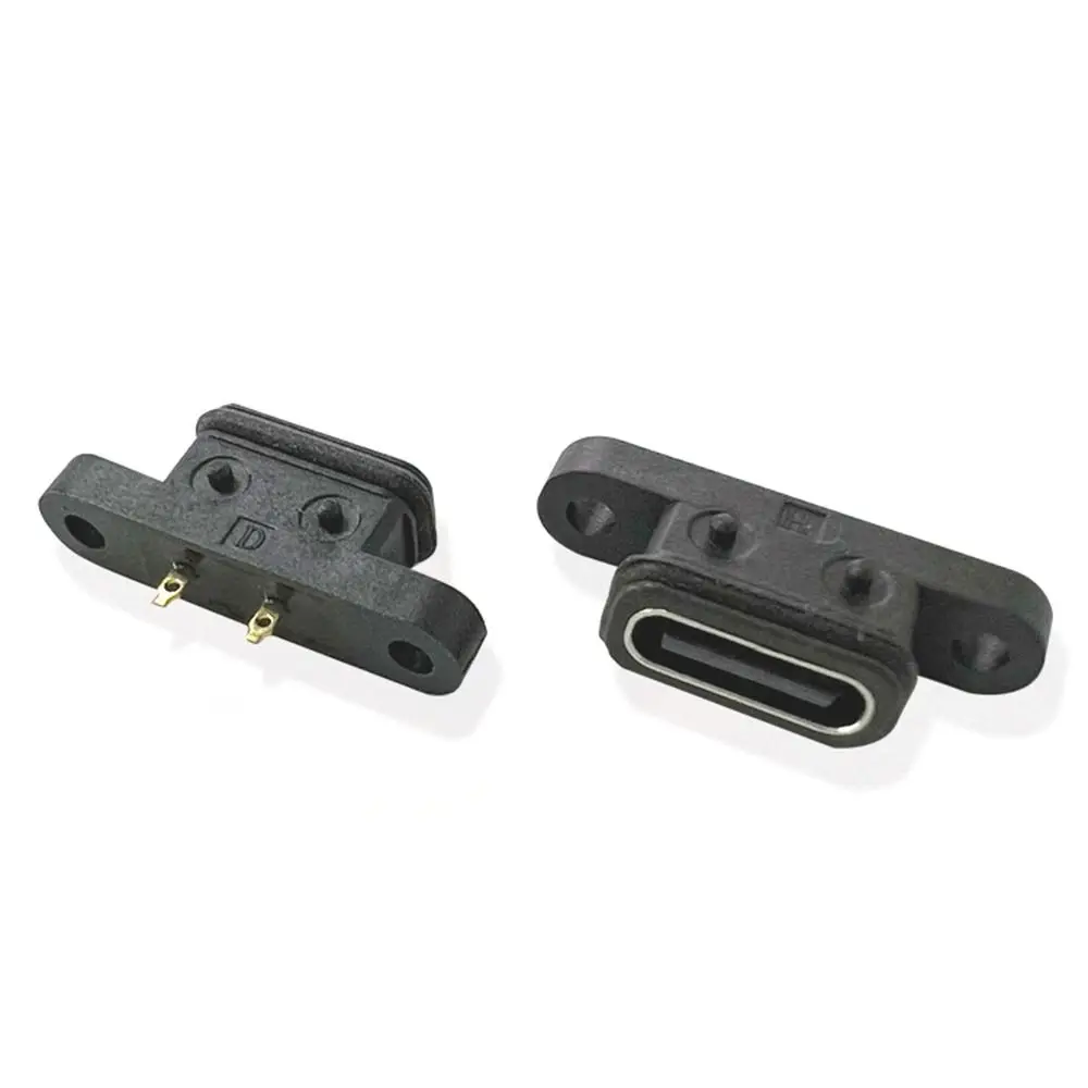Type-C TYPE C 2Pin Female USB C Socket Port With Screw Hole 2P Waterproof Female Plug 180 Degree Waterproof