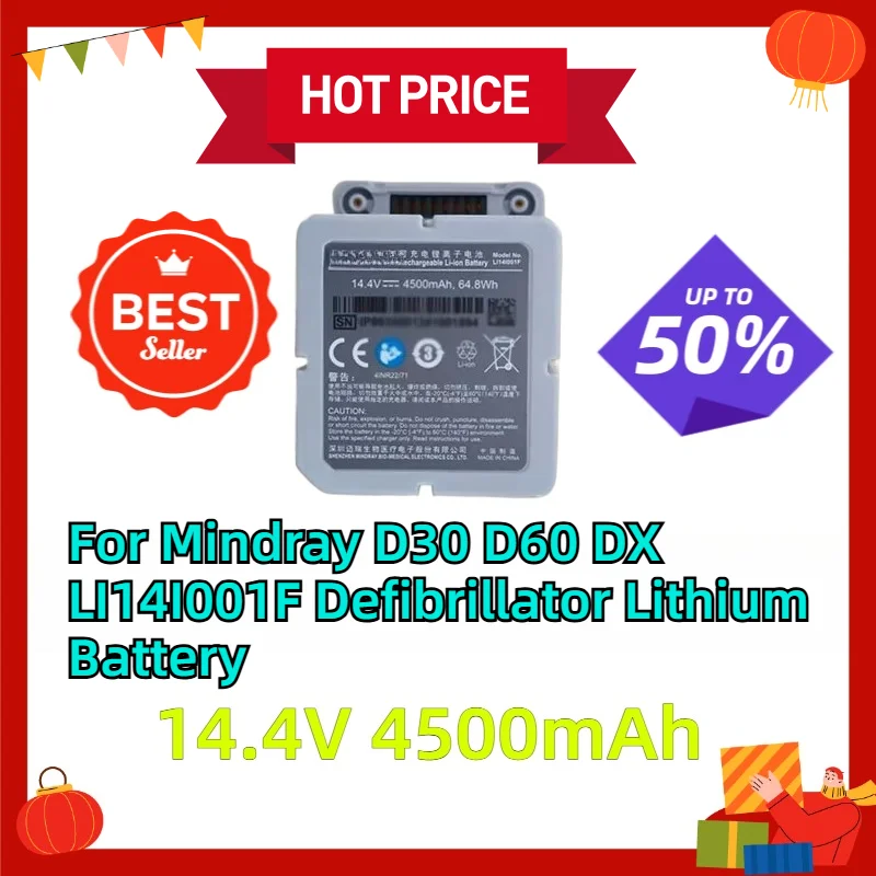 For Mindray D30 D60 DX 14.4V 4500mAh LI14I001F Defibrillator Lithium Battery
