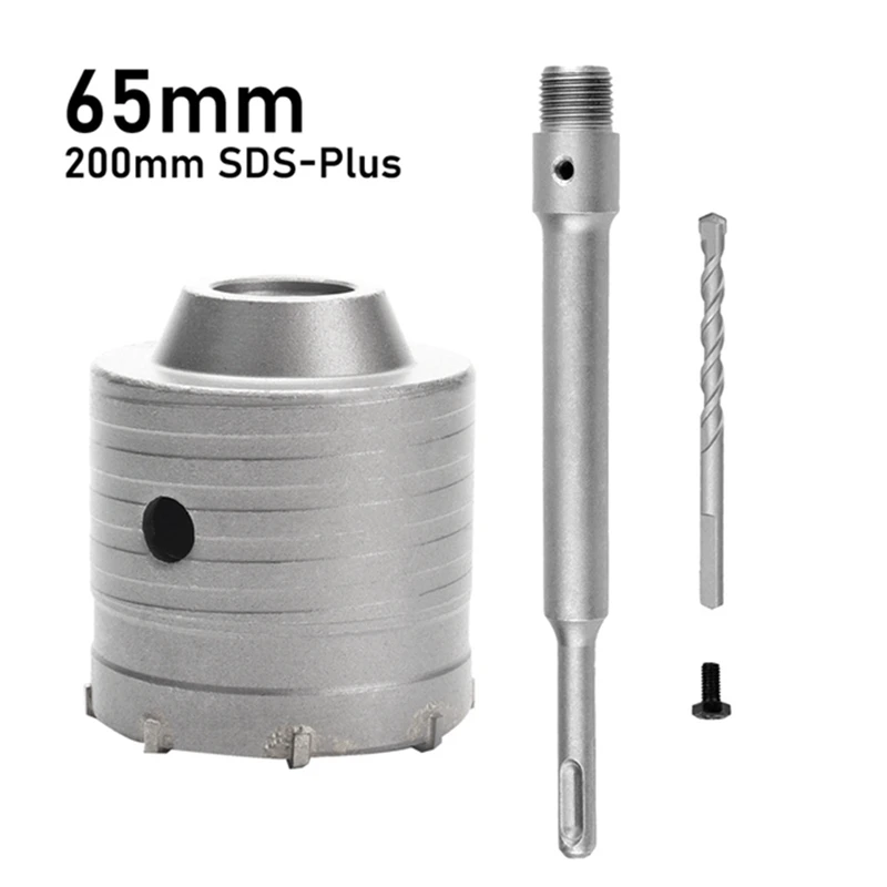 New SDS Plus Hammer Drills Wall Hole Saw Drill Bit Set Cutter Tools with Round Shaft Concrete Cement Stone Hole Opener,65mm