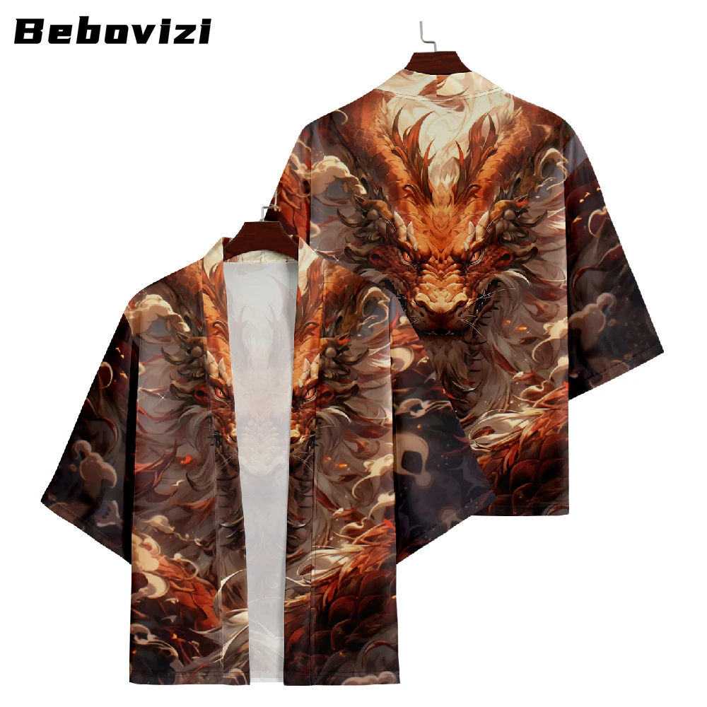 

Plus Size Japanese Anime Dragon Kimono Clothes Streetwear Cardigan Women Men Cosplay Haori Samurai Cosplay