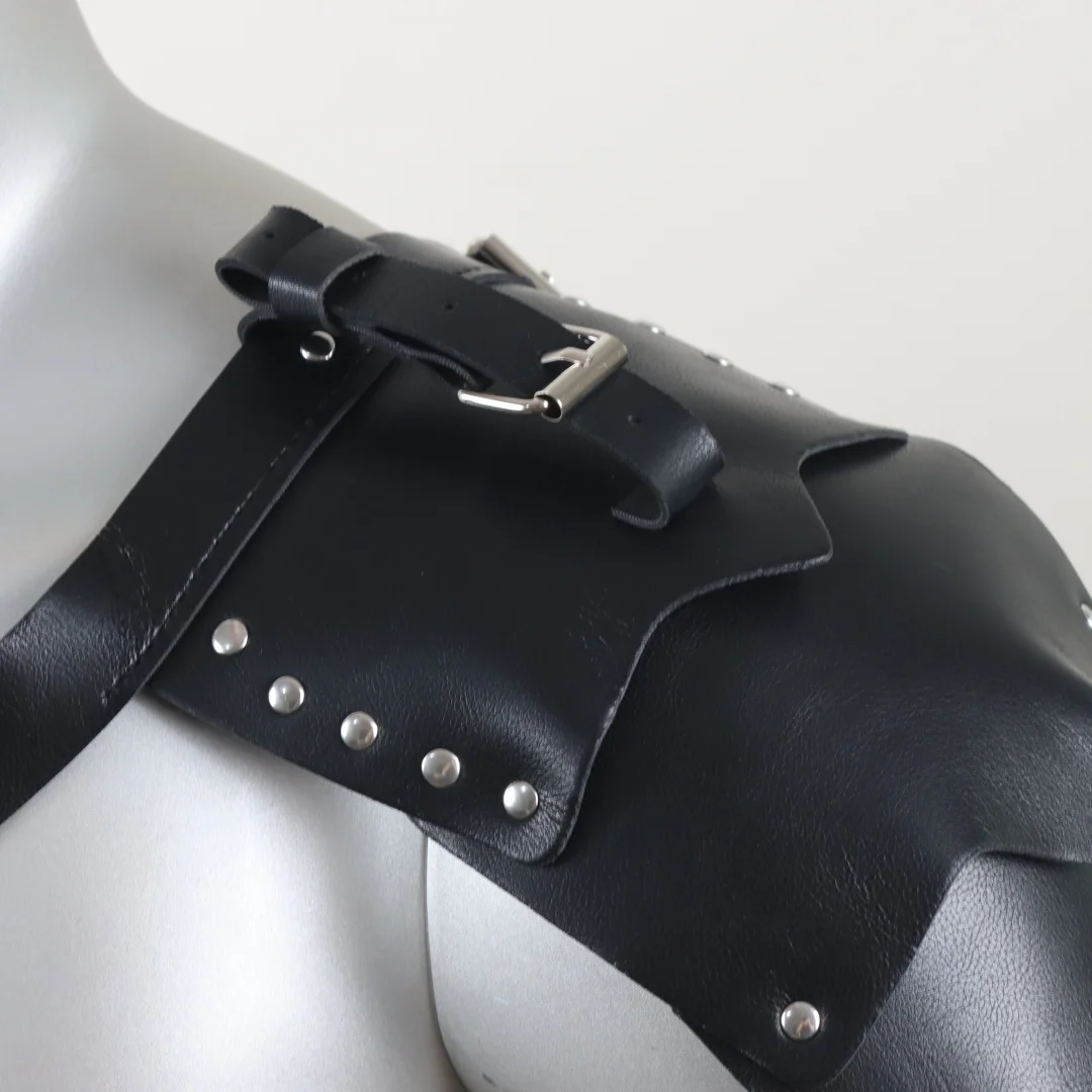 Mittelalterliches Kostüm Cosplay Zubehör Vintage Gothic Leder Harness Gürtel Spaulder Pauldrons Viking Ritter Gladiator Schulterpanzer – Detail 3
