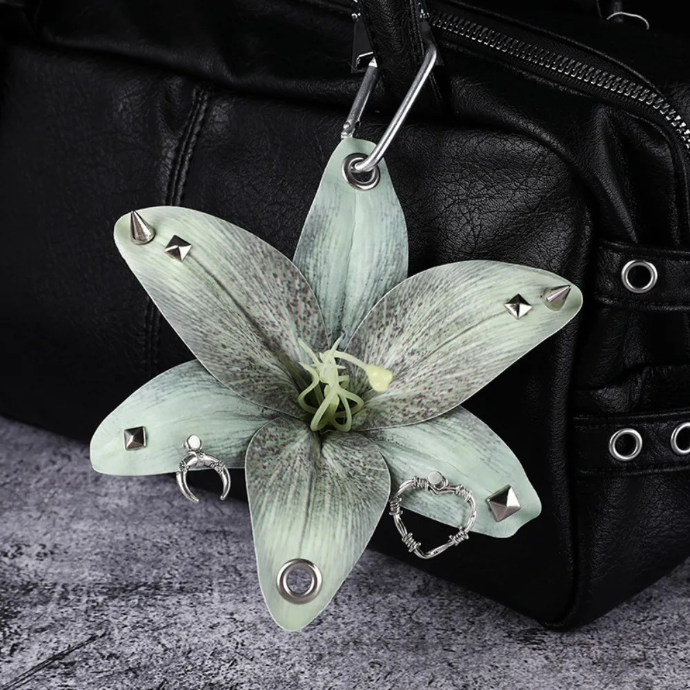Simulation Flower Orchid Lily Keychain Backpack Decoration Colorful Simulation Flower Keyring Handmade Drilling and Puncture