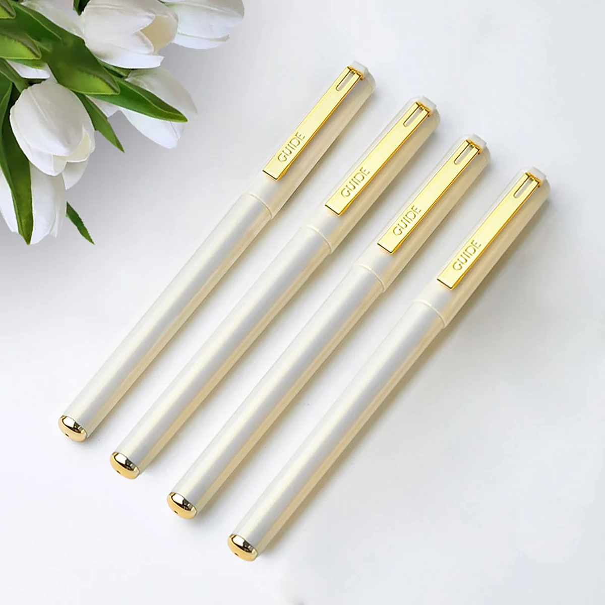 3/6/12pcs White Gel Pen Write smoothly Fast Dry 0.7mm Replaceable Refill School Stationery Supplies BackTo-SchoolSeason