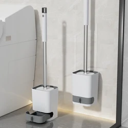 WORTHBUY Toilet Cleaning Brush Without Dead Ends Plastic Wall Mounted Toilet Brush Bathroom Accessories Punch Free Cleaning Tool