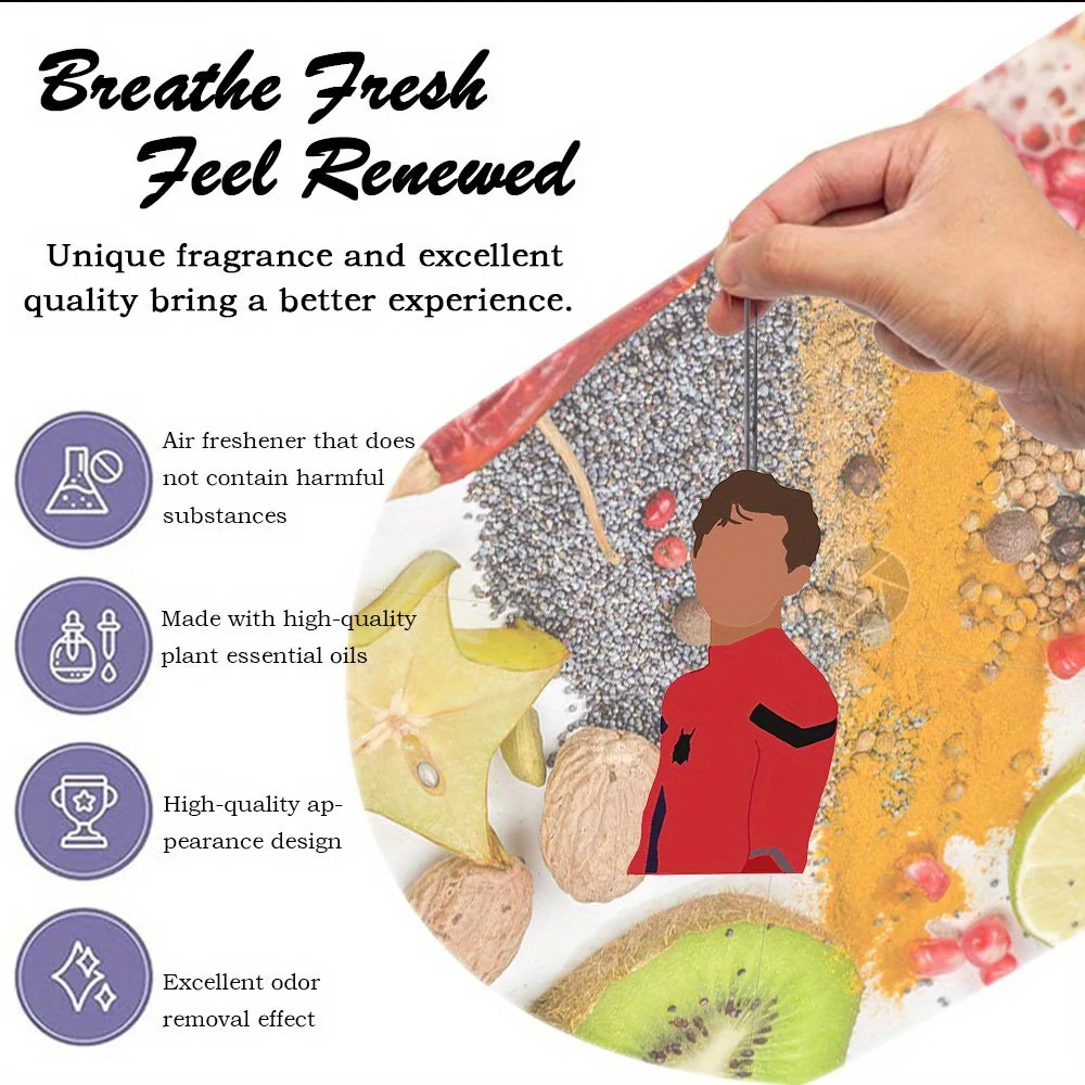 شماعة رائحة السيارة City Web Hero - تصميم بدلة باللون الأحمر والأسود، معلقة بفتحة مرآة، عطر يدوم طويلاً #3