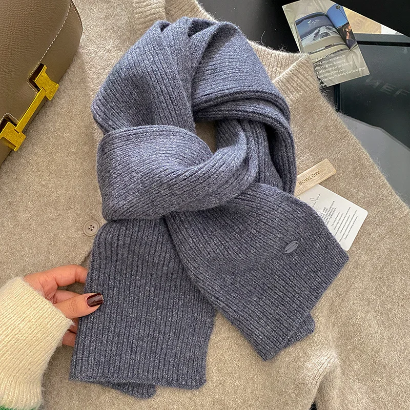 New 100% Pure Wool Scarf Women Winter Warm Thick Soft Extra Long Shawl Wrap Pashmina Neckerchief Knit Oversized Plain Minimalist