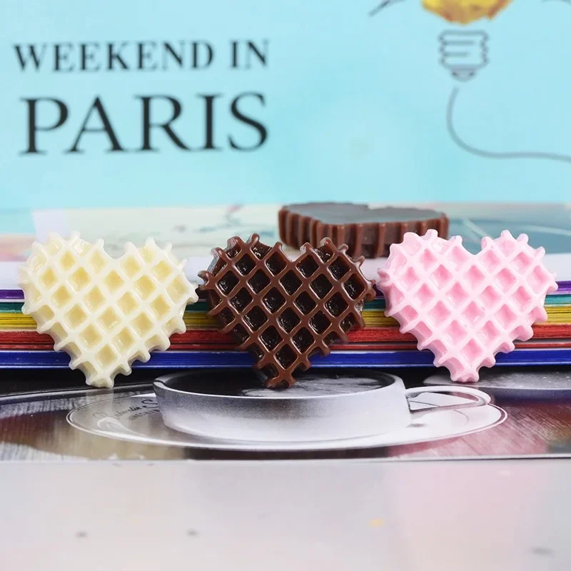 10 قطعة/الوحدة الغذاء كابوشون راتينج لطيف على شكل قلب البسكويت ظهر مسطح لسكرابوكينغ الحرفية الزينة المحمول الديكور