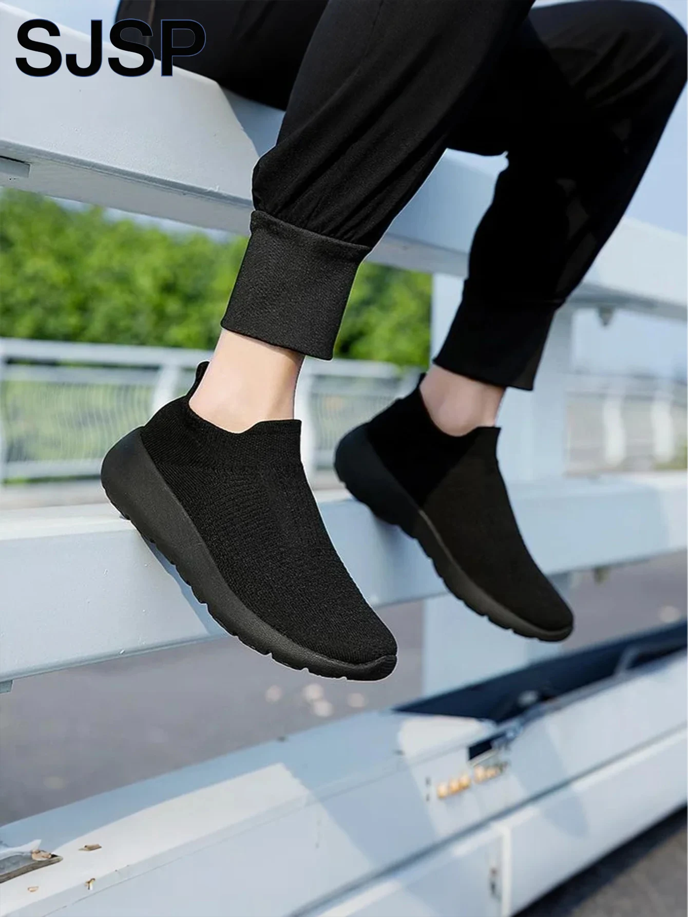 Men's Casual Sports Shoes, Breathable Lightweight Sneakers, Outdoor Mesh Black Running Shoes, Sports Jogging Walking Shoes
