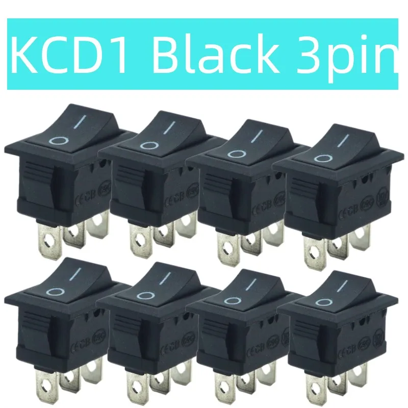 Interruptor de alavanca preto para barco, KCD1, balancim, Marine, 3 pinos, ON, ON, ON, ON, 250V, 15A, 125V, 20A, 10pcs