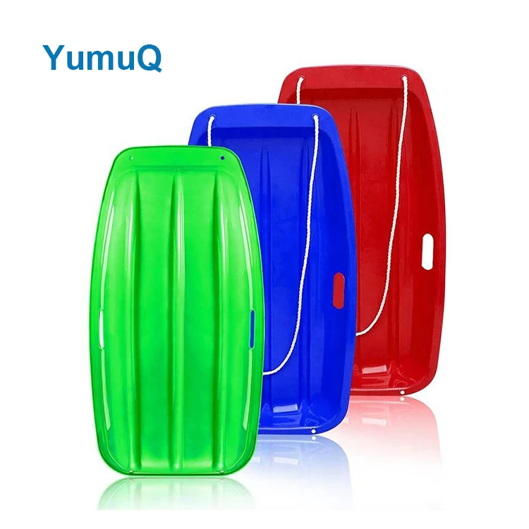 

YumuQ Plastic Durable New Design Snow Sledge, Colorful Winter Snow Sled Plastic Toboggan For Adults And Child