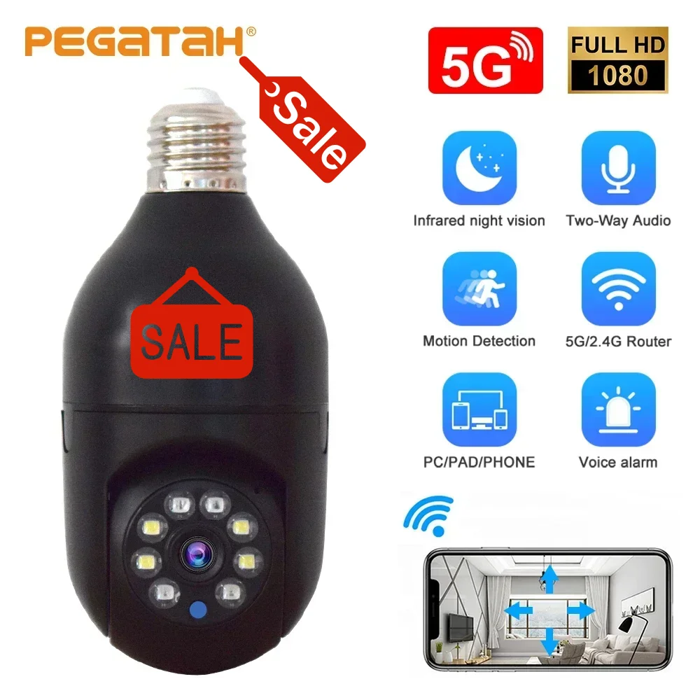 

PEGATAH 2MP Tuya Bluetooth IP-камера лампа беспроводная цветная ночное видение автоматическое отслеживание человека видео безопасность наблюдение PTZ камера