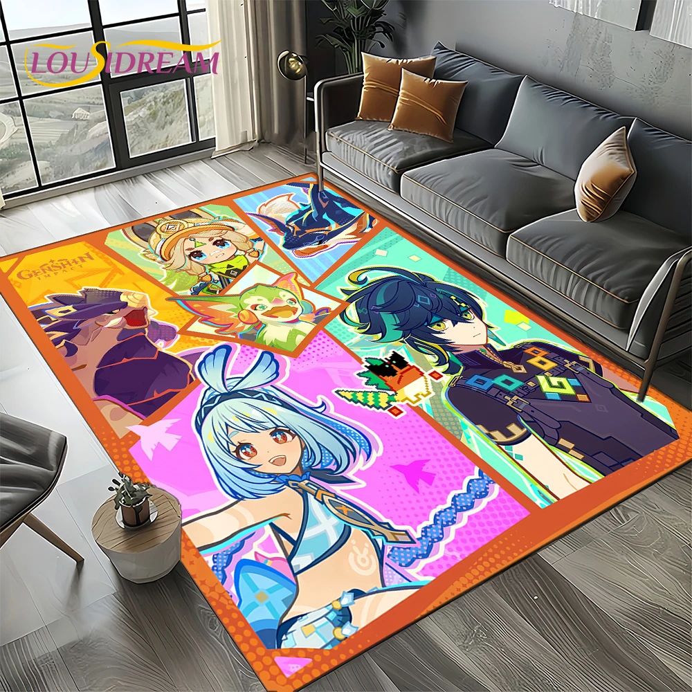 

2025 New Genshin Impact Character Solo Cartoon Game Carpet Rug for Living Room Bedroom Home Sofa Decoration,Non-slip Floor Mat