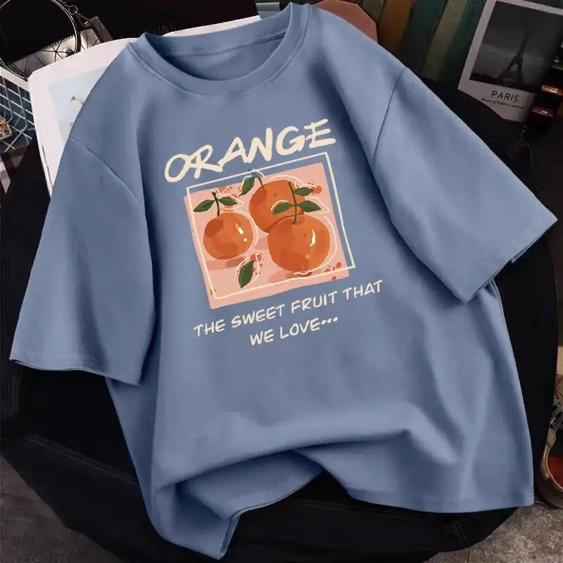 Camiseta de algodón puro de verano para mujer, de manga corta, diseño de ropa para mujer, estilo nicho, holgada, talla grande, de verano, de media manga.