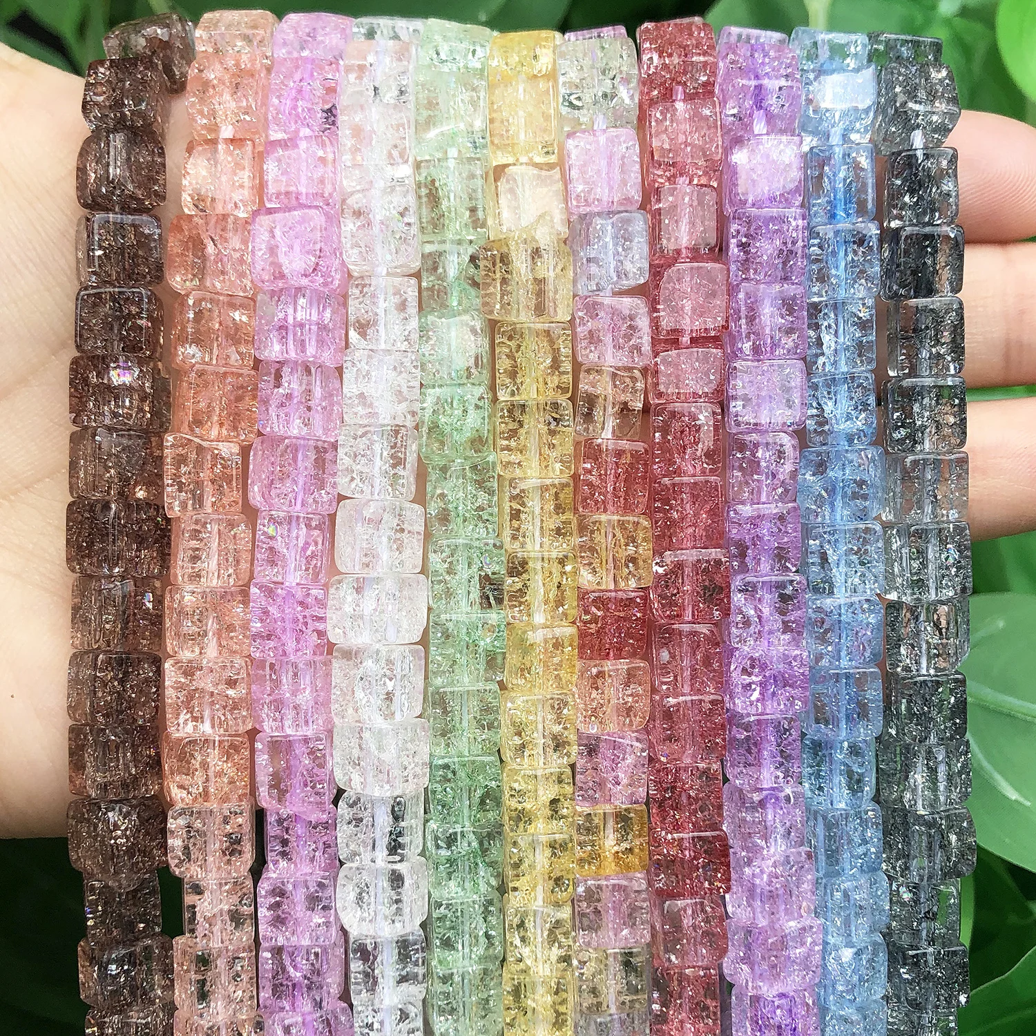 8x8mm Natural Crystal Crack Cube Stone Square Beads Loose Spacer Beads Handmade Charms Jewelry Make Bracelet Necklace Accessory