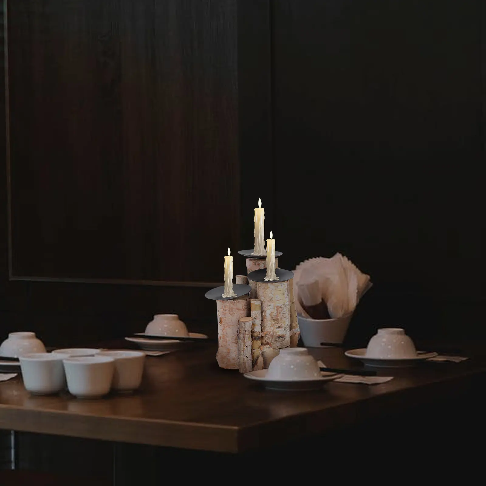 1Pcs Exquisite Wooden Candleholder Premium Solid Wood Craft Decorative Candlestick for Desktop Home Art Decoration Festival