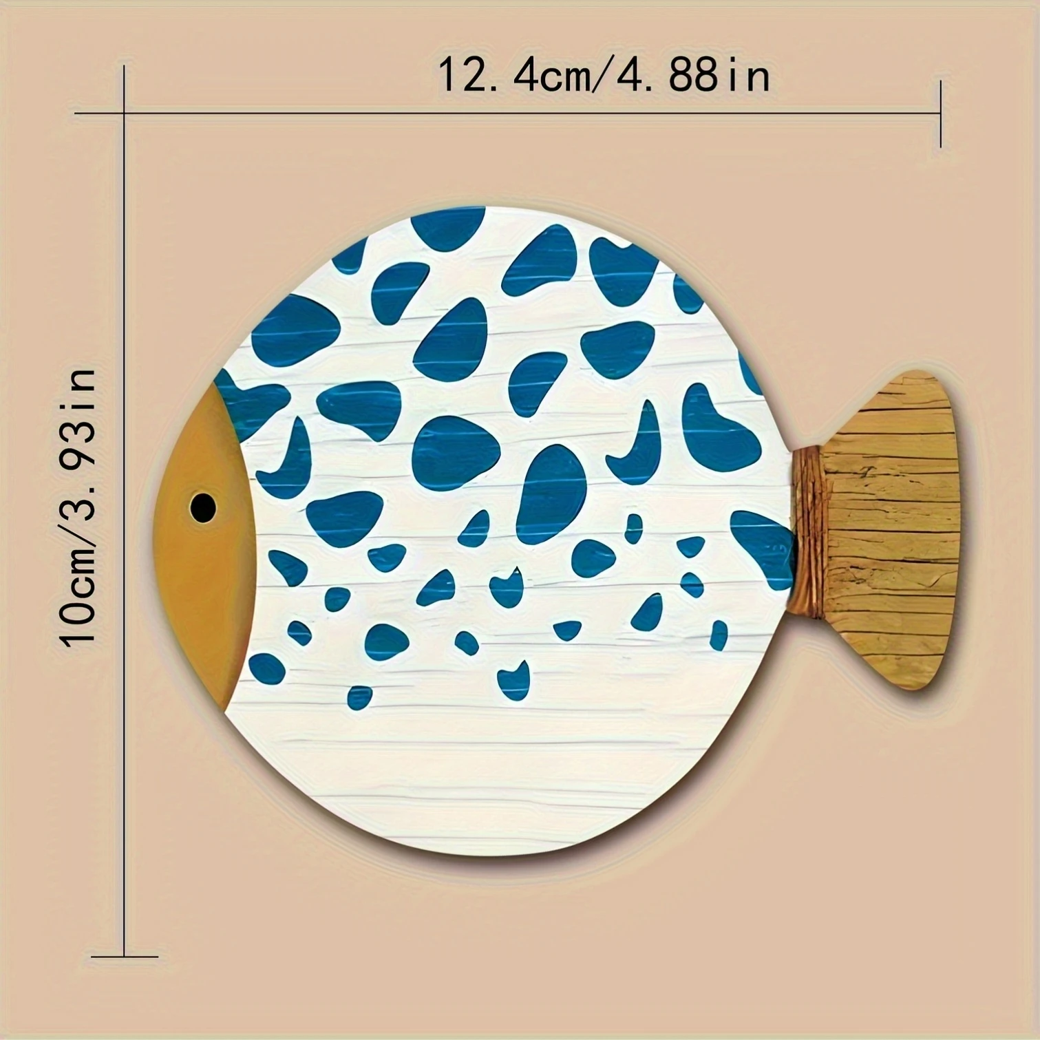 4/8pcs 2D 4in Artistic Cartoon Fish-Shaped Wooden Coaster Blue White Pattern Anti-slip Heat-resistant Home Coffee Shop Bar Gifts
