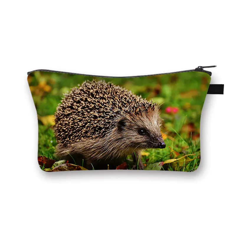 Cute Animal Hedgehog Cosmetic Case Women Toiletries Bag Causal Makeup Bag Zipper Pouch Lipstick Holder Cosmetic Organizers Bag