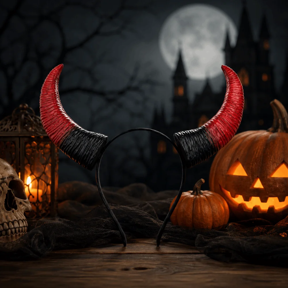 Gothic Demon Horns Headwear Cosplay Dark Style Sheep Horn Headband Decorative Headdress Halloween Devil Headband Halloween Party