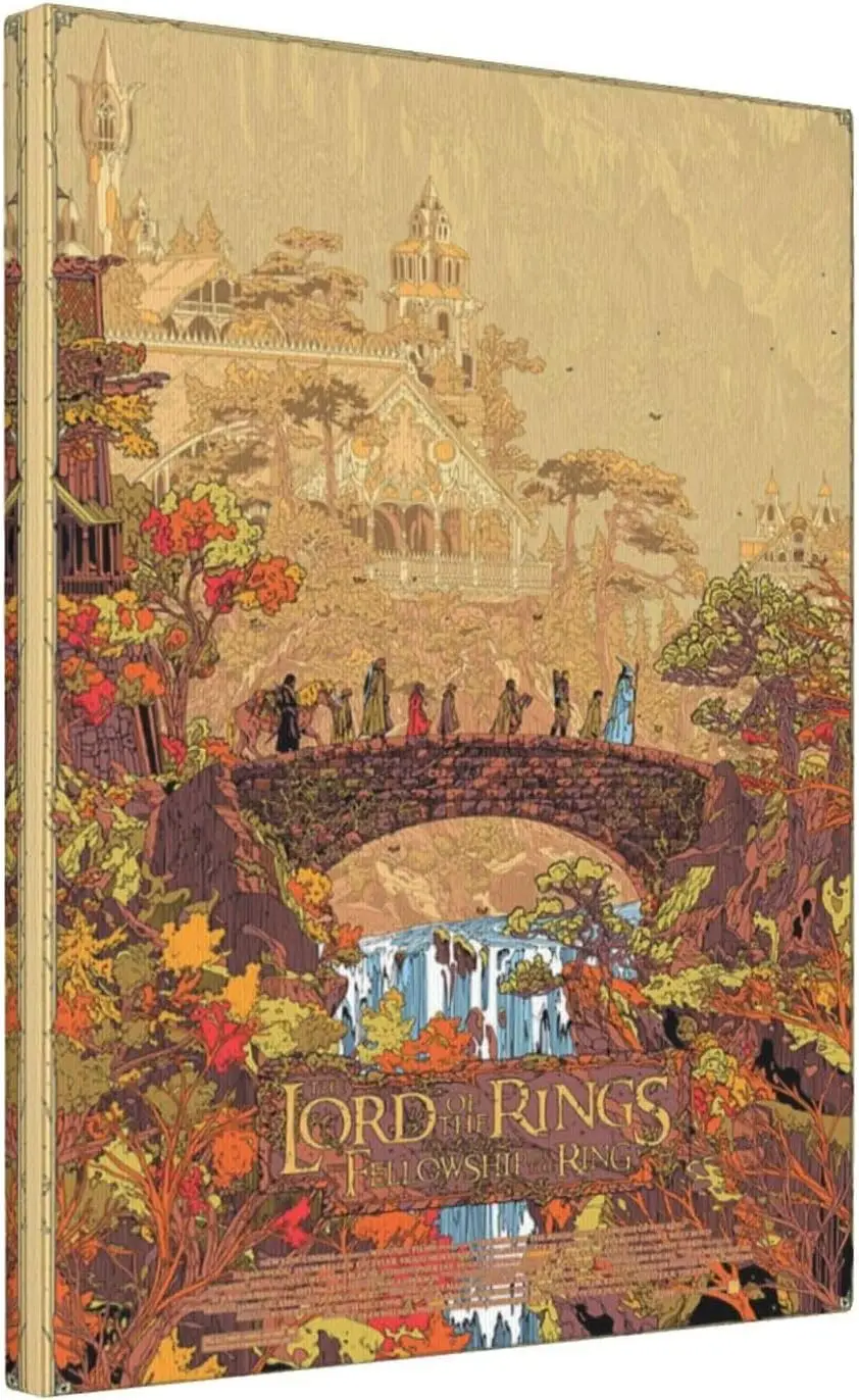 Póster de película The Fellowship of the Ring, el Señor de la película, los anillos, pintura divertida Vintage, placa colgante enmarcada para estética de habitación, 1p