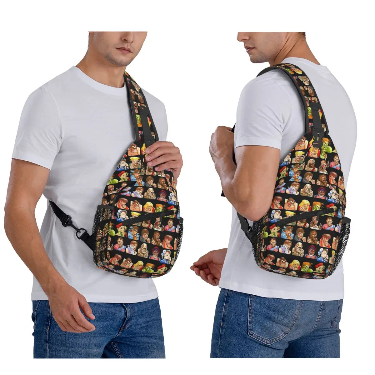 

Defeated Portraits Super Street Fighter Chest Bag Men Sling Crossbody Backpack Chest Bag Traveling Hiking Daypack Shoulder Bag
