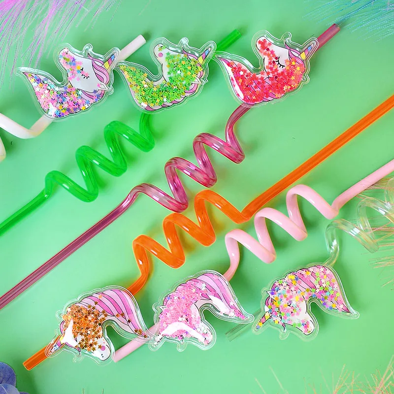 8-pack of unicorn-themed party straws, perfect for holiday parties, birthday parties, wedding parties, and decorations