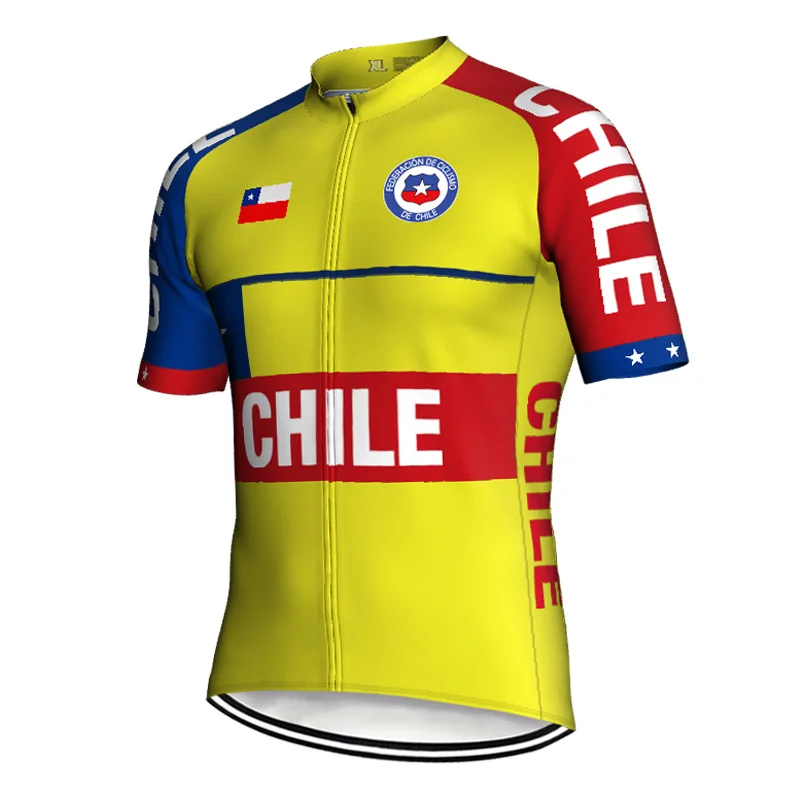 Short Sleeve Chile Jersey Road Bike Clothes MTB Jacket Cycling Top Bicycle Pro Sport Apparel Yellow Shirt Tight Wear Comfortabl